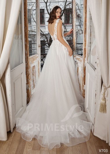 Extravagantné čipkované svadobné šaty RS703 - primestyle.sk