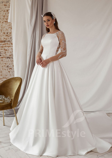 Elegantné saténove svadobné šaty RS706