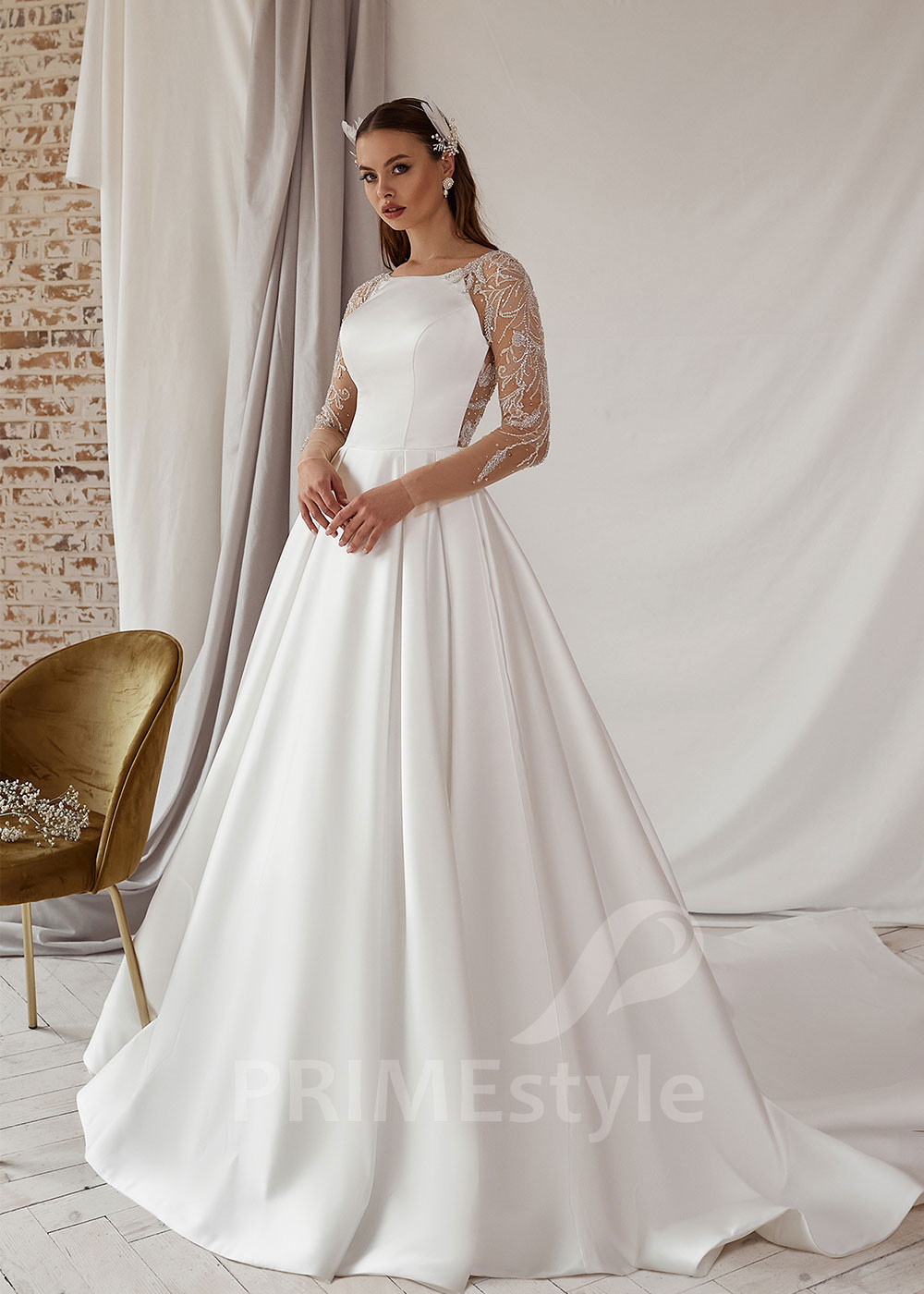 Elegantné saténove svadobné šaty RS706