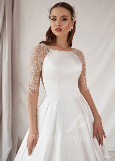 Elegantné saténove svadobné šaty RS706 - primestyle.sk