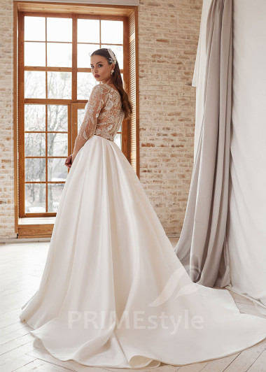 Elegantné saténove svadobné šaty RS706 - primestyle.sk