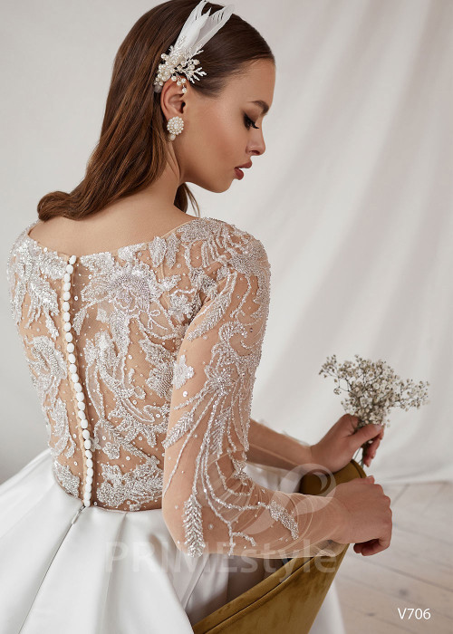 Elegantné saténove svadobné šaty RS706