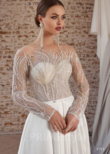 Extravagantné čipkované svadobné šaty RS711 - primestyle.sk