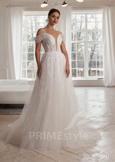 Luxusné trblietavé svadobné šaty RS721