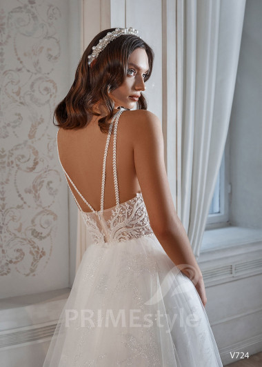 Extravagantné svadobné šaty na ramienka RS724 - primestyle.sk