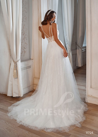 Extravagantné svadobné šaty na ramienka RS724 - primestyle.sk