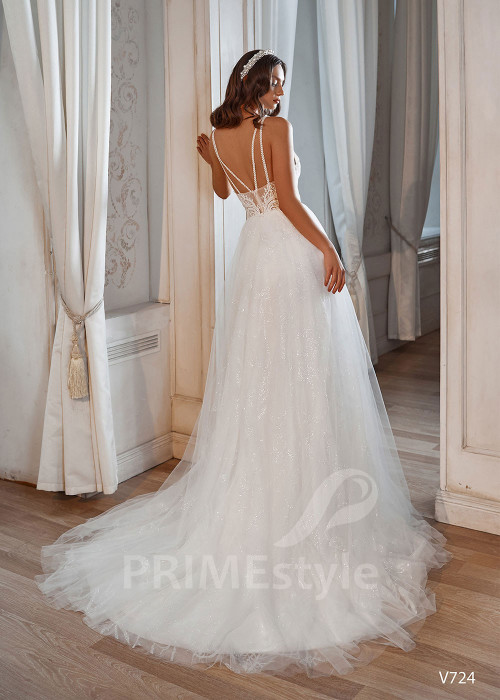 Extravagantné svadobné šaty na ramienka RS724