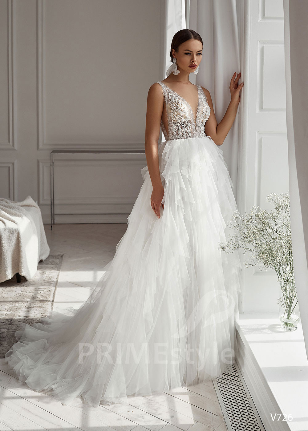 Luxusné romantické svadobné šaty RS726