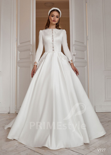 Elegantné saténove svadobné šaty RS727