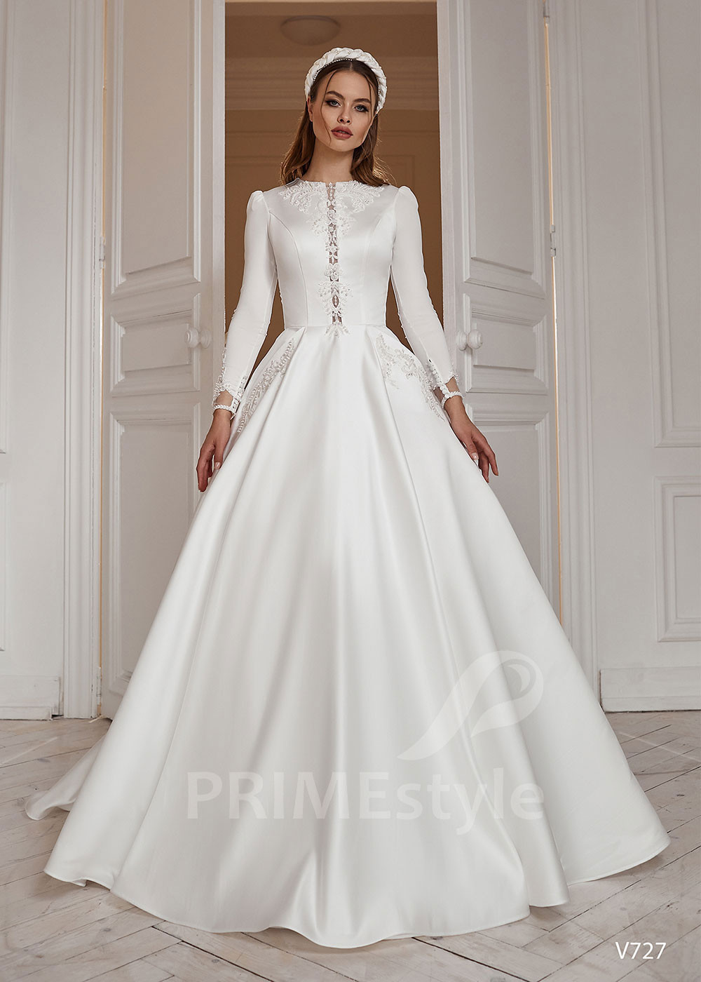 Elegantné saténove svadobné šaty RS727