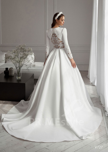 Elegantné saténove svadobné šaty RS727 - primestyle.sk