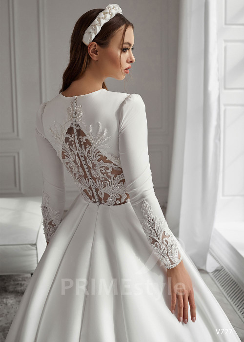 Elegantné saténove svadobné šaty RS727