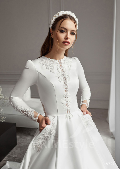 Elegantné saténove svadobné šaty RS727