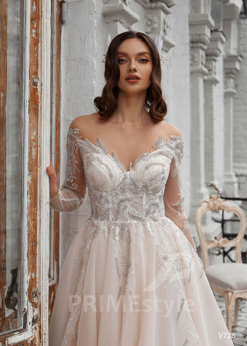 Elegantné čipkované svadobné šaty RS728