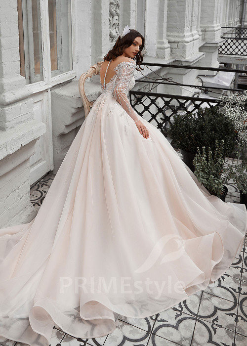 Elegantné čipkované svadobné šaty RS728