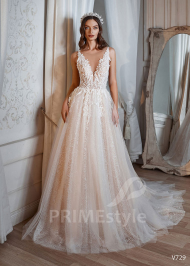 Luxusné trblietavé svadobné šaty RS729