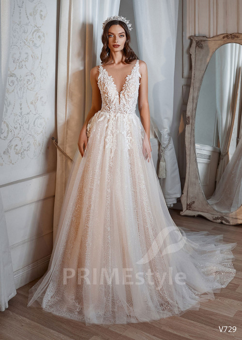 Luxusné trblietavé svadobné šaty RS729