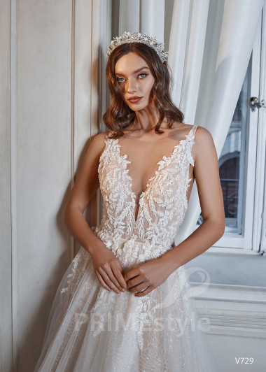 Luxusné trblietavé svadobné šaty RS729 - primestyle.sk