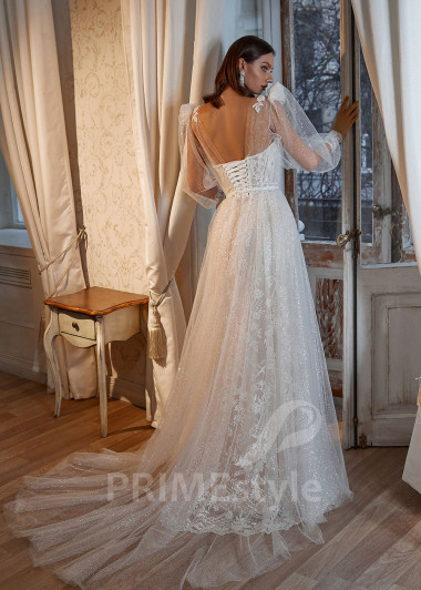 Extravagantné celočipkované svadobné šaty RS730 - primestyle.sk