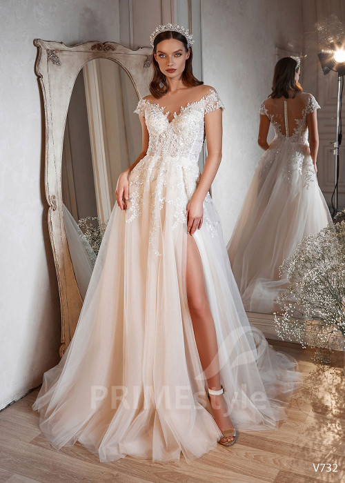 Elegantné romantické svadobné šaty RS732