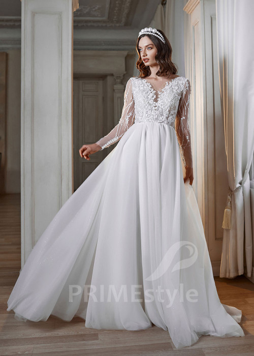 Elegantné čipkované svadobné šaty RS735