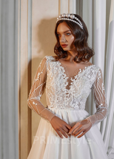 Elegantné čipkované svadobné šaty RS735 - primestyle.sk