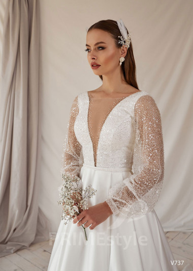 Elegantné saténove svadobné šaty RS737 - primestyle.sk