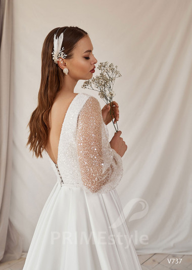 Elegantné saténove svadobné šaty RS737 - primestyle.sk