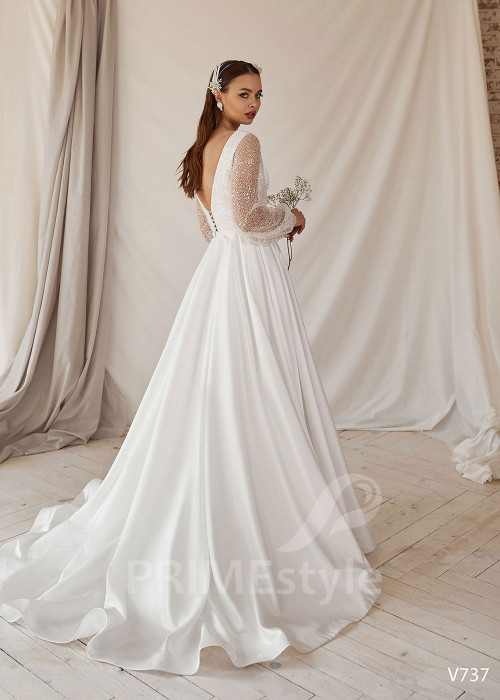 Elegantné saténove svadobné šaty RS737