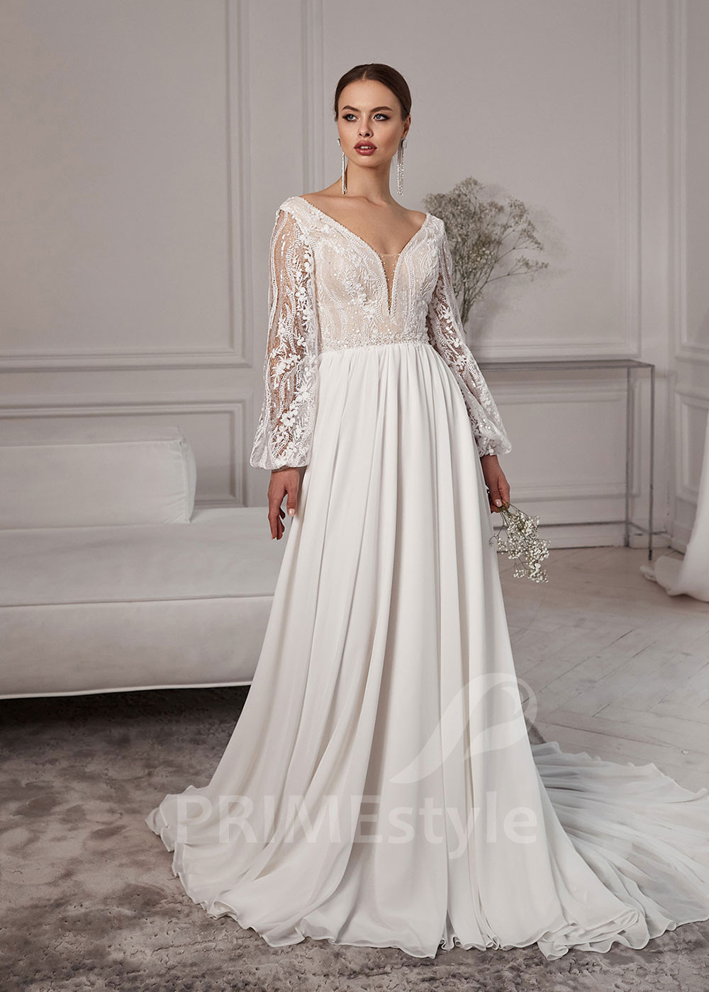 Luxusné čipkované svadobné šaty RS743