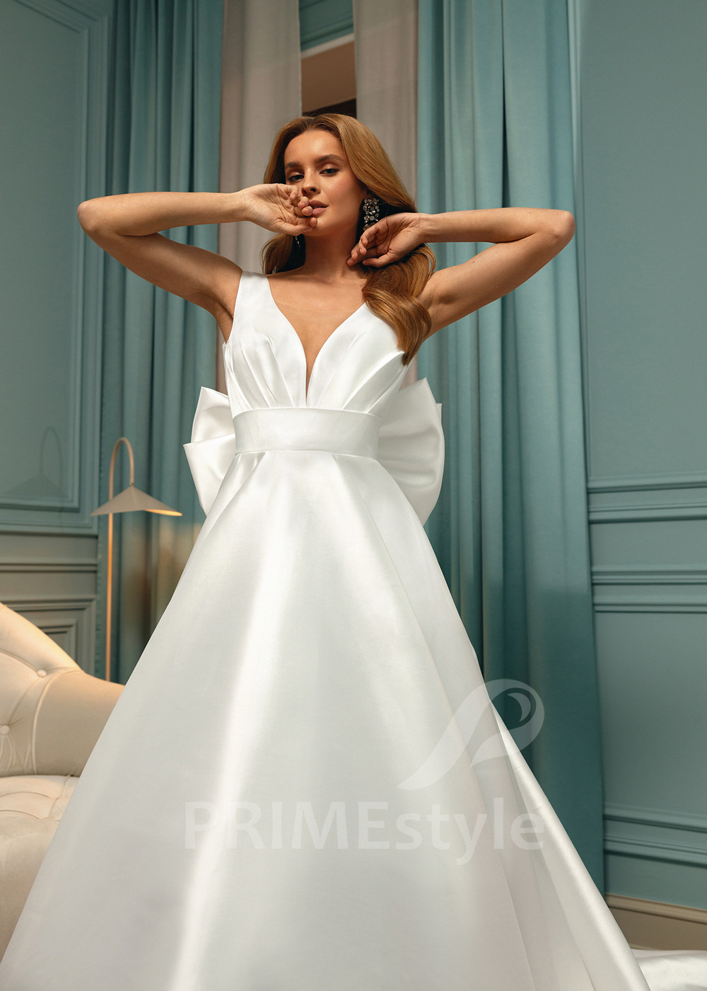 Extravagantné saténove svadobné šaty Malin