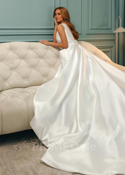 Extravagantné saténove svadobné šaty Malin