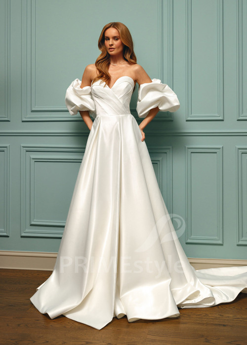 Extravagantné saténove svadobné šaty Robin