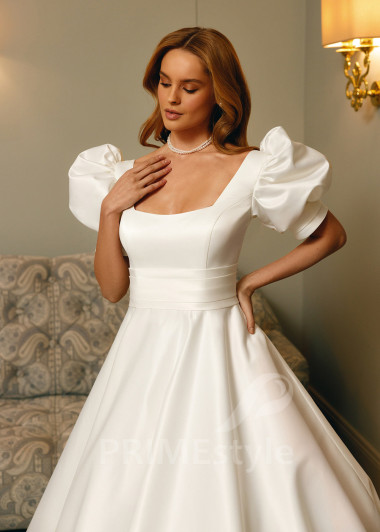 Jednoduché saténove svadobné šaty Sophie - primestyle.sk