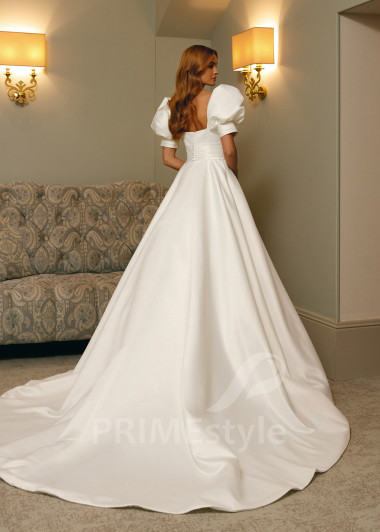 Jednoduché saténove svadobné šaty Sophie - primestyle.sk