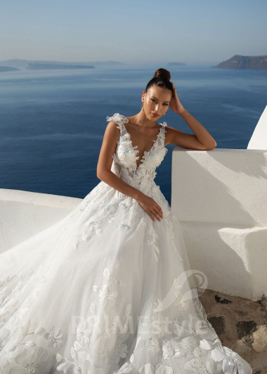 Exkluzívne kvetované svadobné šaty SN001 - primestyle.sk