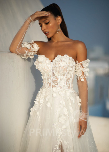 Exkluzívne kvetované svadobné šaty SN005 - primestyle.sk