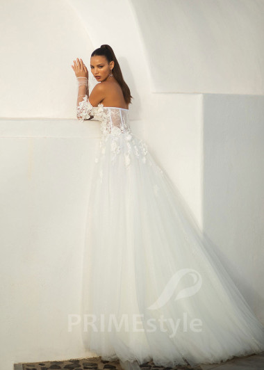 Exkluzívne kvetované svadobné šaty SN005 - primestyle.sk
