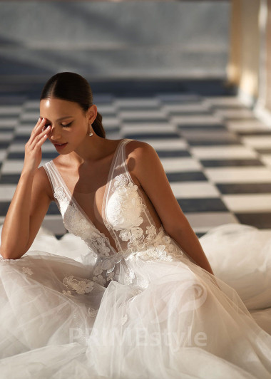 Elegantné čipkované svadobné šaty SN006 - primestyle.sk