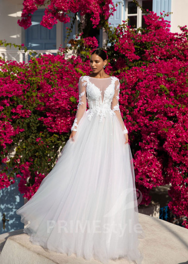 Elegantné čipkované svadobné šaty SN007