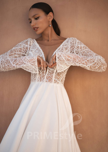 Jednoduché elegantné svadobné šaty SN017 - primestyle.sk