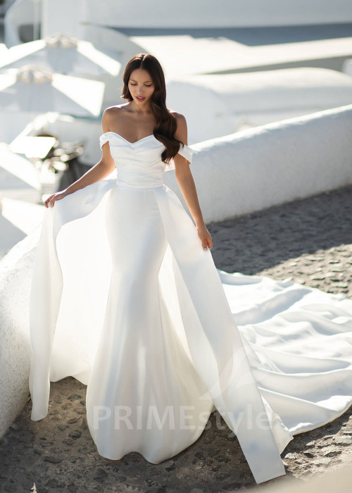 Elegantné saténove svadobné šaty SN019