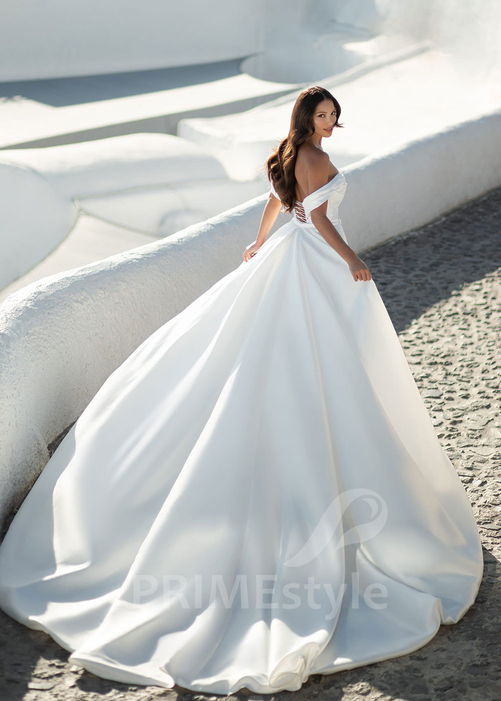 Elegantné saténove svadobné šaty SN019