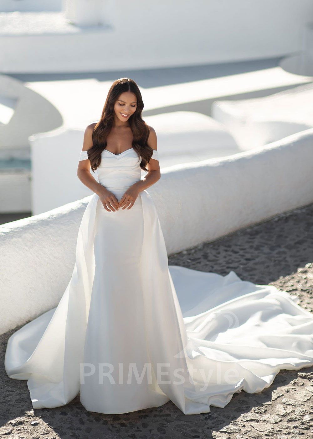 Elegantné saténove svadobné šaty SN019