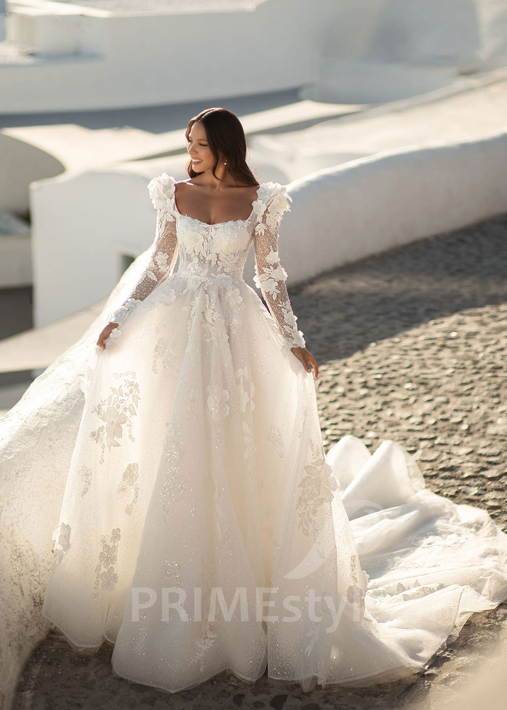 Luxusné kvetované svadobné šaty SN022