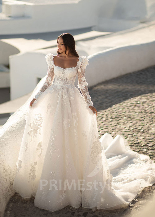 Luxusné kvetované svadobné šaty SN022