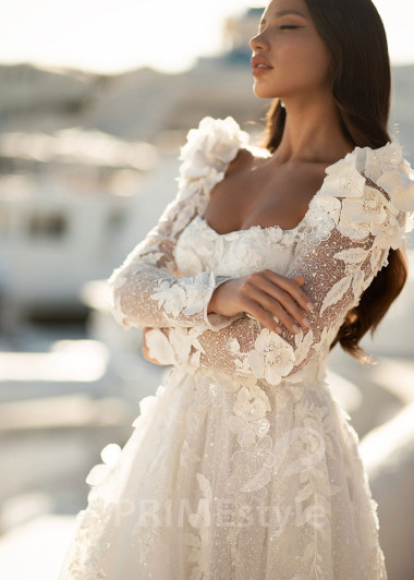 Luxusné kvetované svadobné šaty SN022 - primestyle.sk