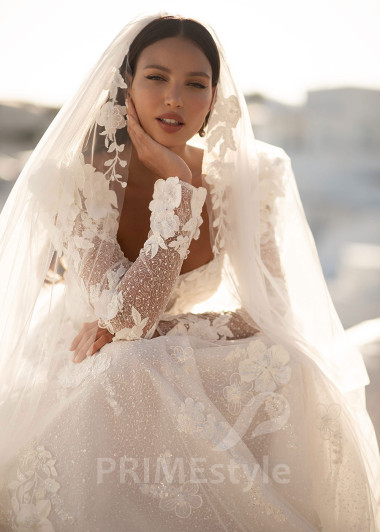 Luxusné kvetované svadobné šaty SN022 - primestyle.sk