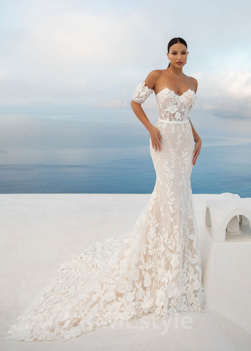 Luxusné celokrajkové svadobné šaty SN023