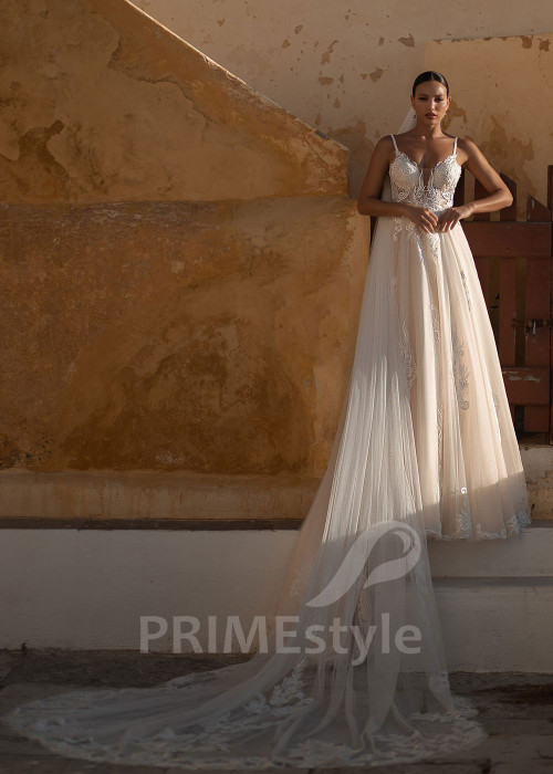 Luxusné svadobné šaty na ramienka SN026